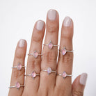 Pink Moonstone Ring, Teardrop Stone Ring Sterling Silver