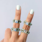 Blue Topaz - Square Moonstone Ring