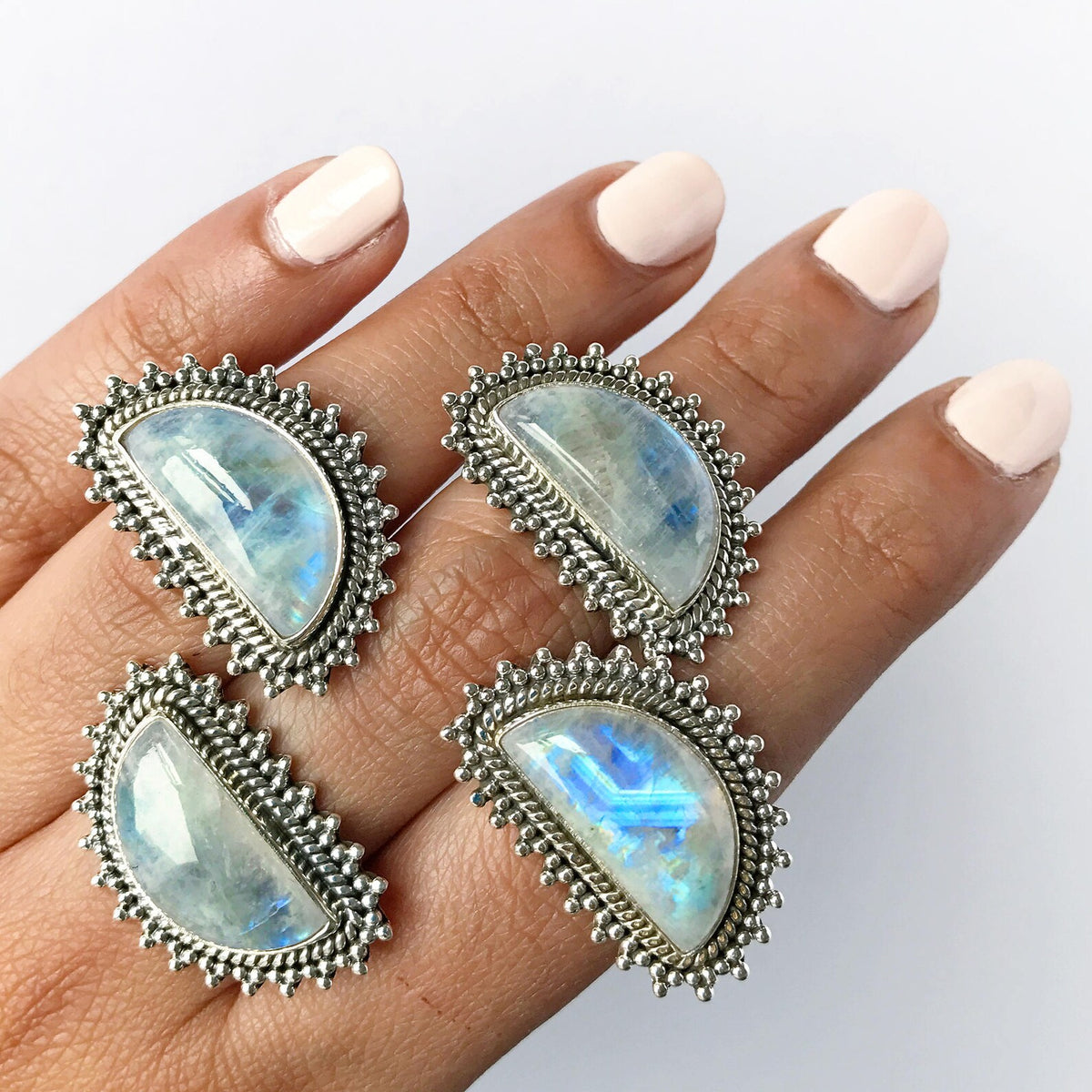 Large Moonstone Ring - Sterling Silver Ring