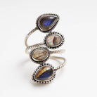 Braided Silver Ring, Labradorite Rings
