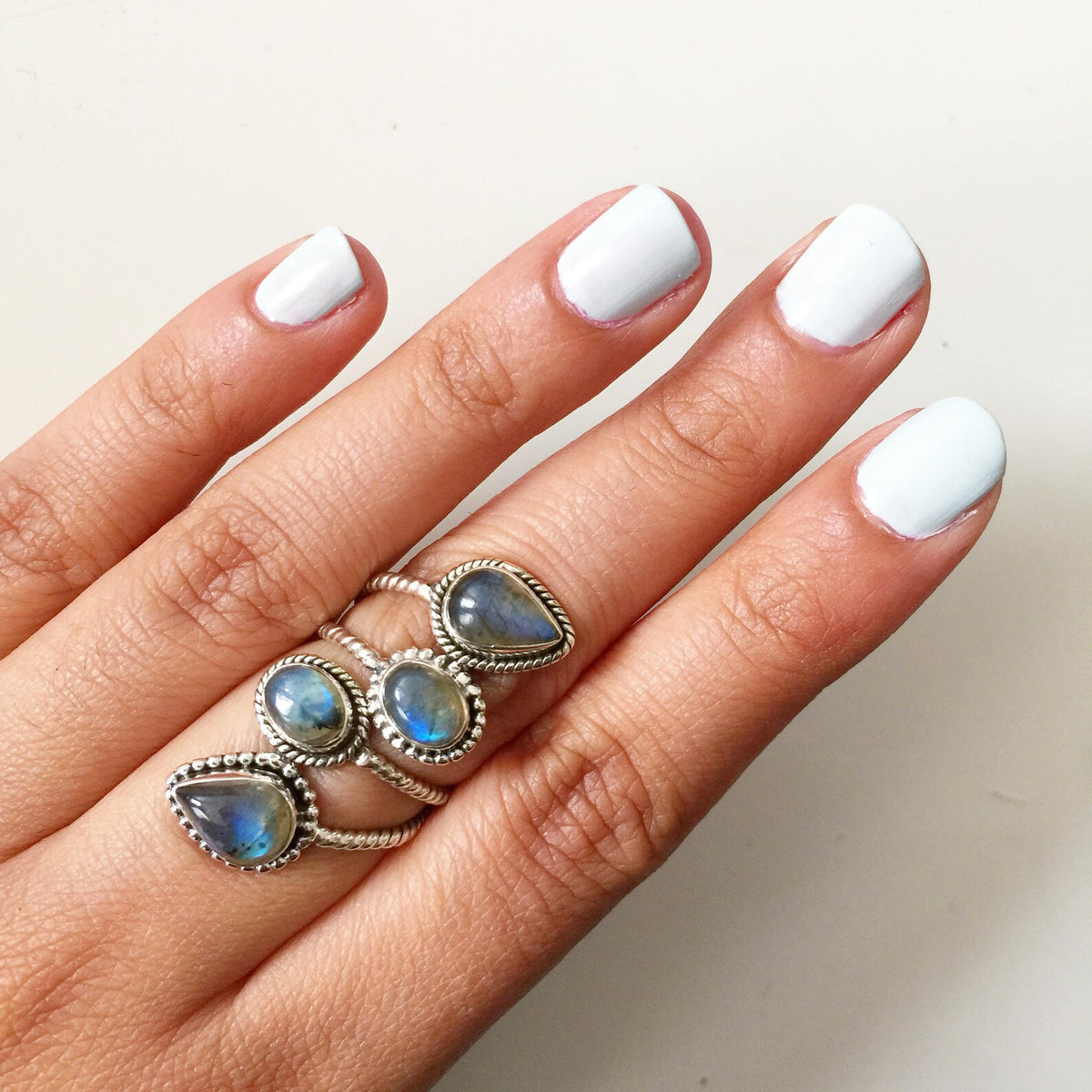 Braided Silver Ring, Labradorite Rings