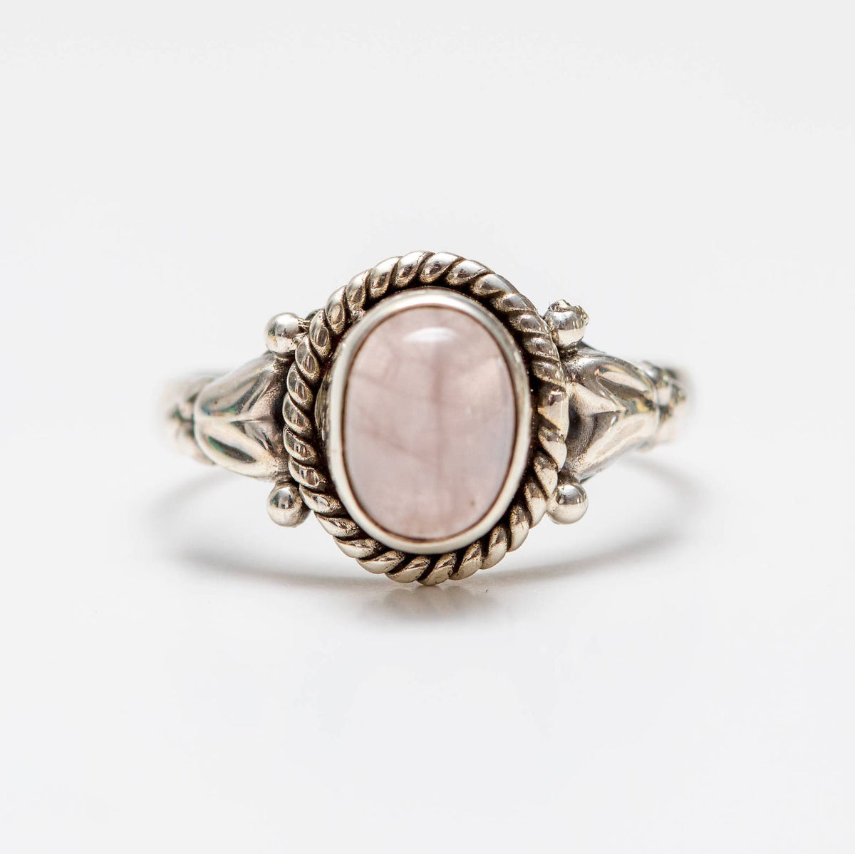 Silver Rose Quartz Ring, Pink Gemstone Ring