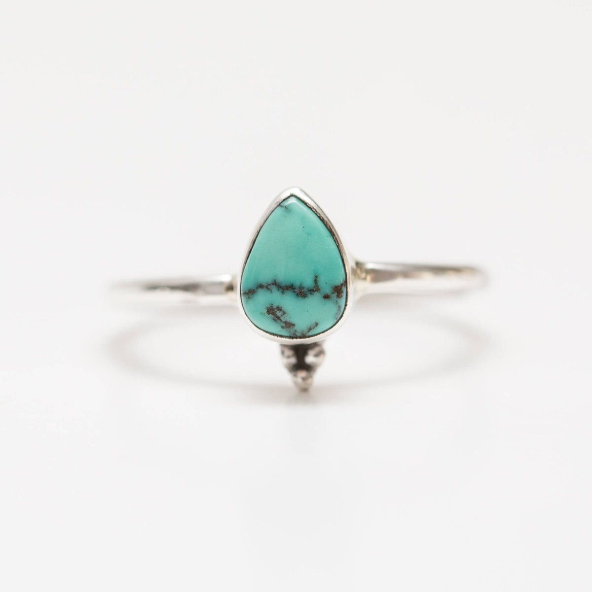 Pear Turquoise Ring, Dainty Stacking Ring, Forget Me Not Ring
