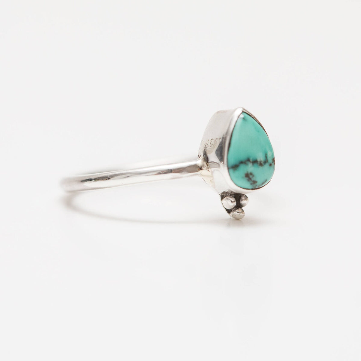 Pear Turquoise Ring, Dainty Stacking Ring, Forget Me Not Ring