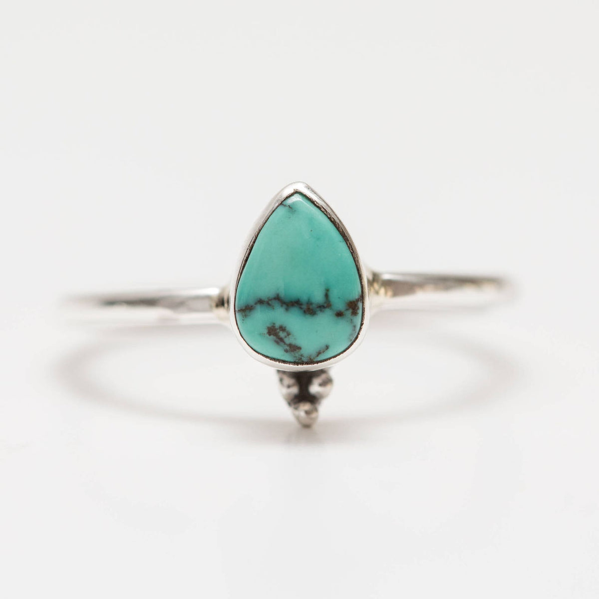 Pear Turquoise Ring, Dainty Stacking Ring, Forget Me Not Ring