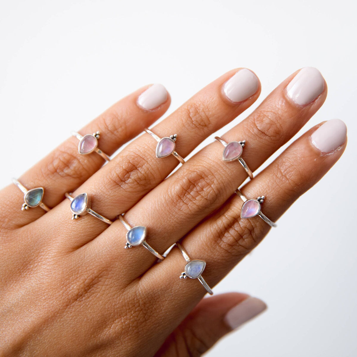 Dainty Moonstone Ring, Delicate Silver Ring