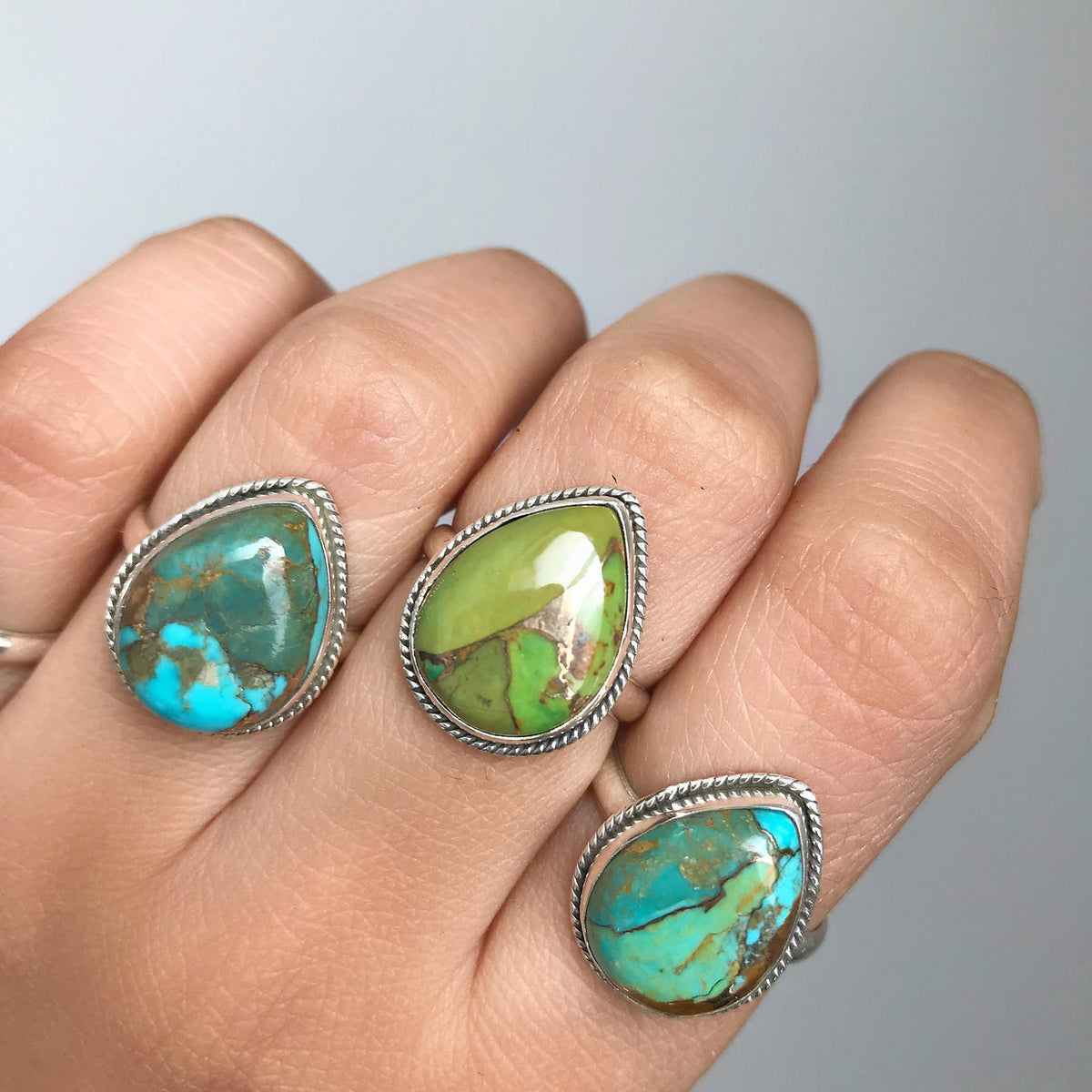 Turquoise Boho Ring, Boho Sterling Ring