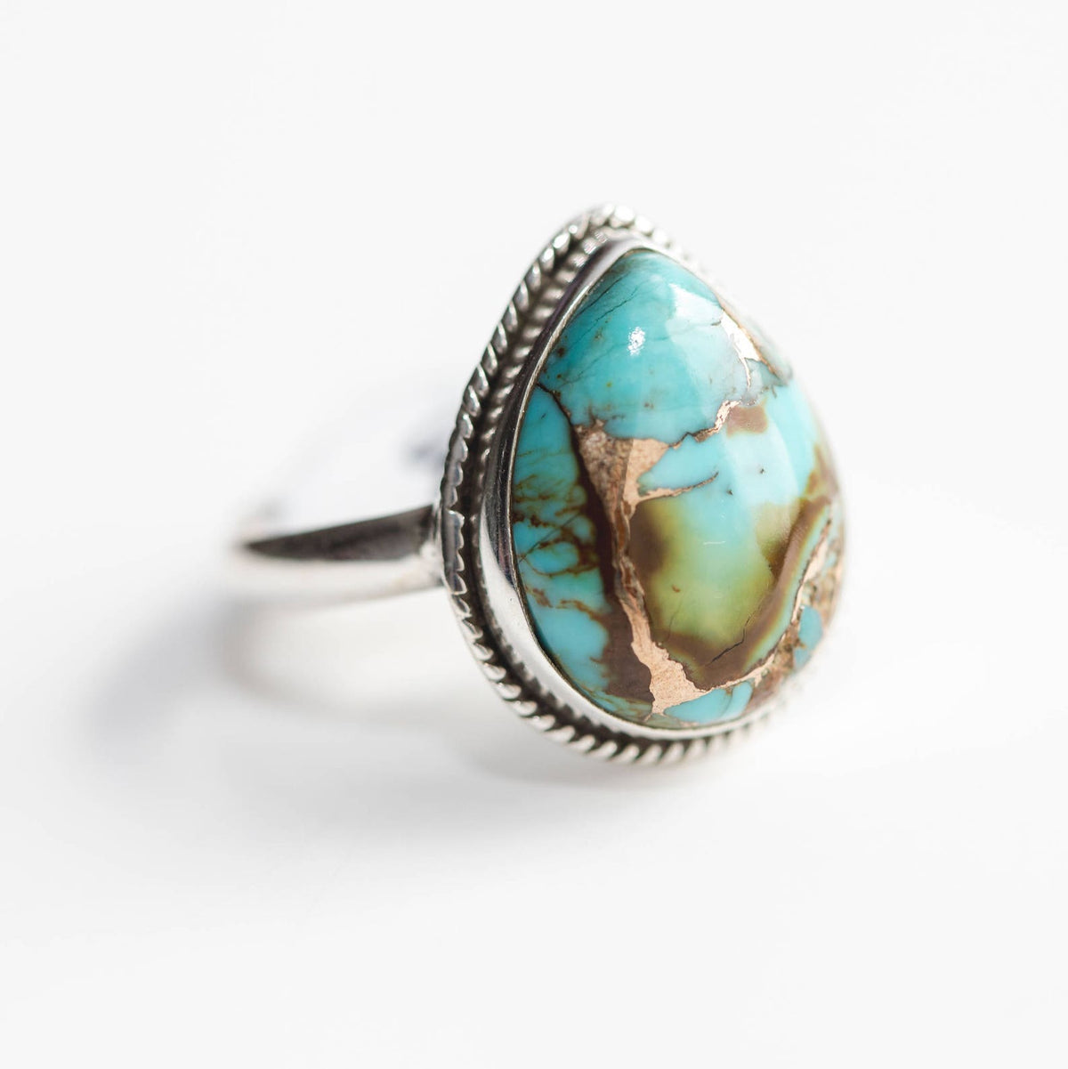 Turquoise Boho Ring, Boho Sterling Ring