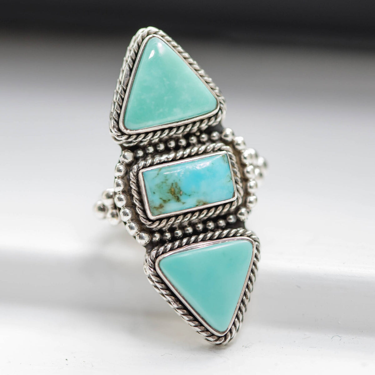 Turquoise Ring Sterling Silver, Sea Green Ring