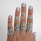 Round Moonstone Ring, Silver Stacking Ring