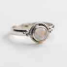 Round Moonstone Ring, Silver Stacking Ring