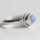 Round Moonstone Ring, Silver Stacking Ring