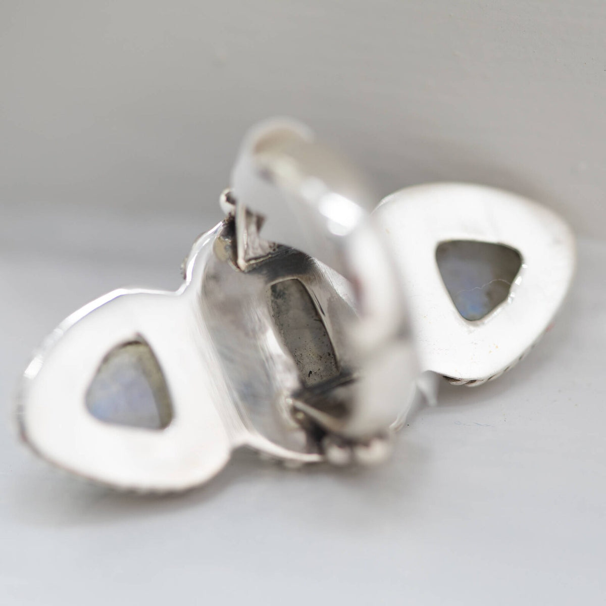 Boho Statement Ring, Moonstone Ring - Sterling Silver