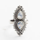 Two Moonstone Ring, Unique Silver Ring