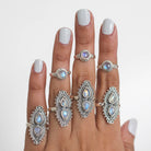 Two Moonstone Ring, Unique Silver Ring