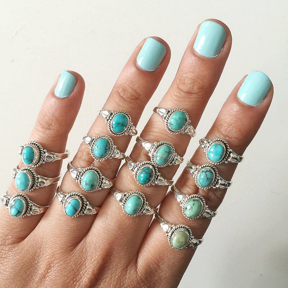 Oval Turquoise Ring, Forget Me Not Ring, Bohemian Rings, Boho Gypsy Ring