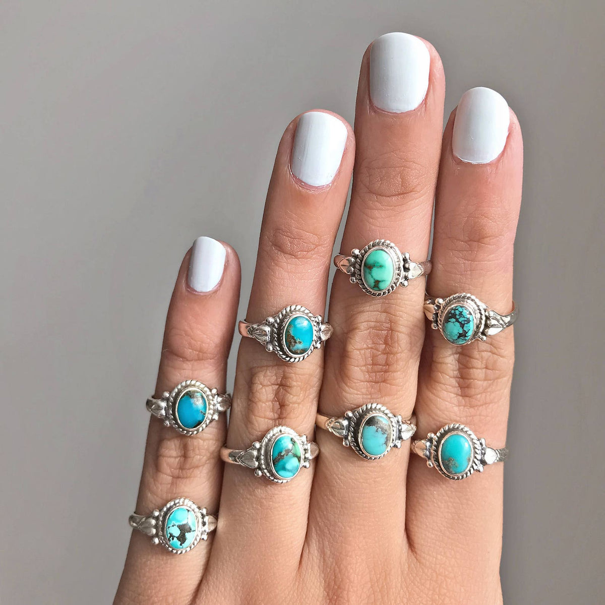 Oval Turquoise Ring, Forget Me Not Ring, Bohemian Rings, Boho Gypsy Ring