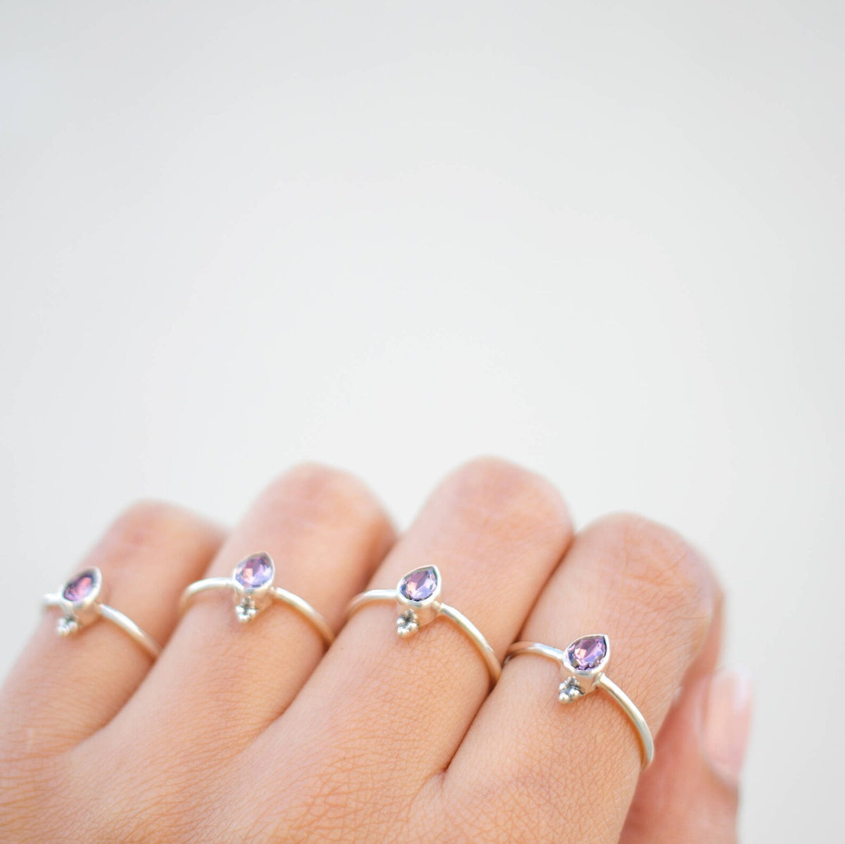Lavender Crystal Ring, Pear Swarovski Ring