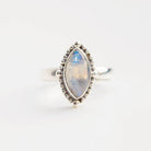 Navette Moonstone Ring, Silver Statement Ring
