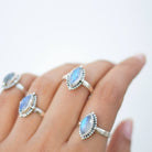 Navette Moonstone Ring, Silver Statement Ring