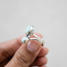Larimar Silver Ring, Boho Statement Ring