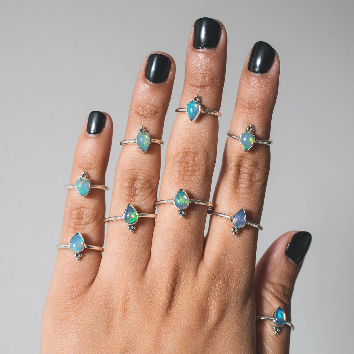 Rainbow Opal Ring, Opal Stacking Rings
