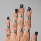 Round Turquoise Ring, Silver Dot Ring