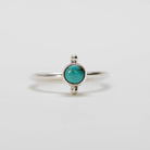Round Turquoise Ring, Silver Dot Ring