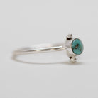 Round Turquoise Ring, Silver Dot Ring