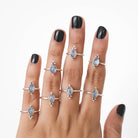Oval Moonstone Ring, Boho Stack Rings