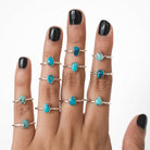 Dainty Turquoise Ring, Tiny Gemstone Ring, Delicate Silver Ring