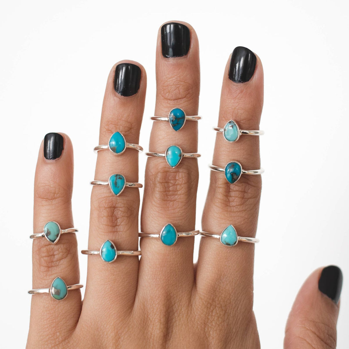 Dainty Turquoise Ring, Tiny Gemstone Ring, Delicate Silver Ring