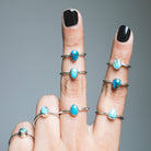 Dainty Turquoise Ring, Tiny Gemstone Ring, Delicate Silver Ring