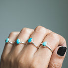 Dainty Turquoise Ring, Tiny Gemstone Ring, Delicate Silver Ring