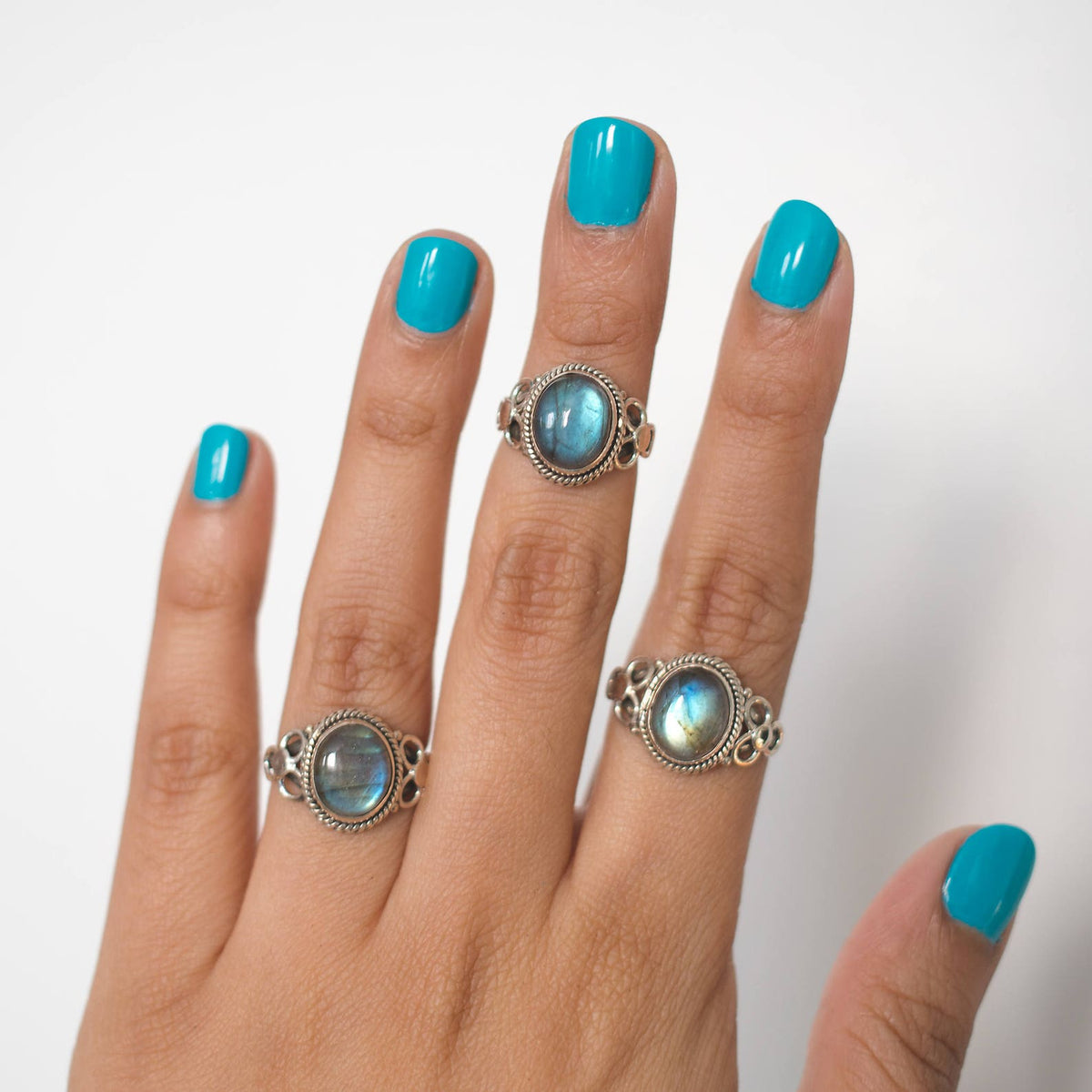 Labradorite Ring, Organic Silver Ring