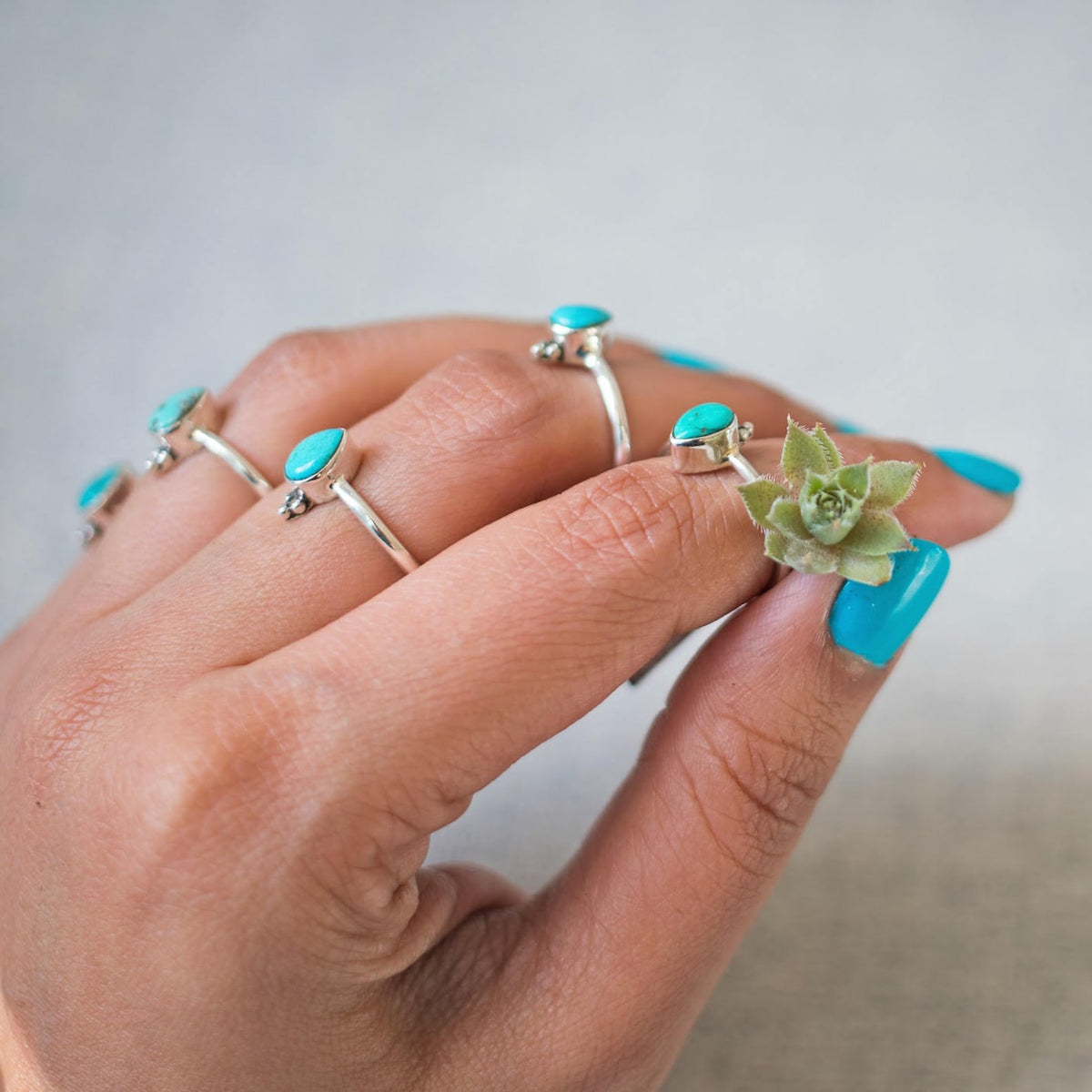 Pear Turquoise Ring, Dainty Stacking Ring, Forget Me Not Ring