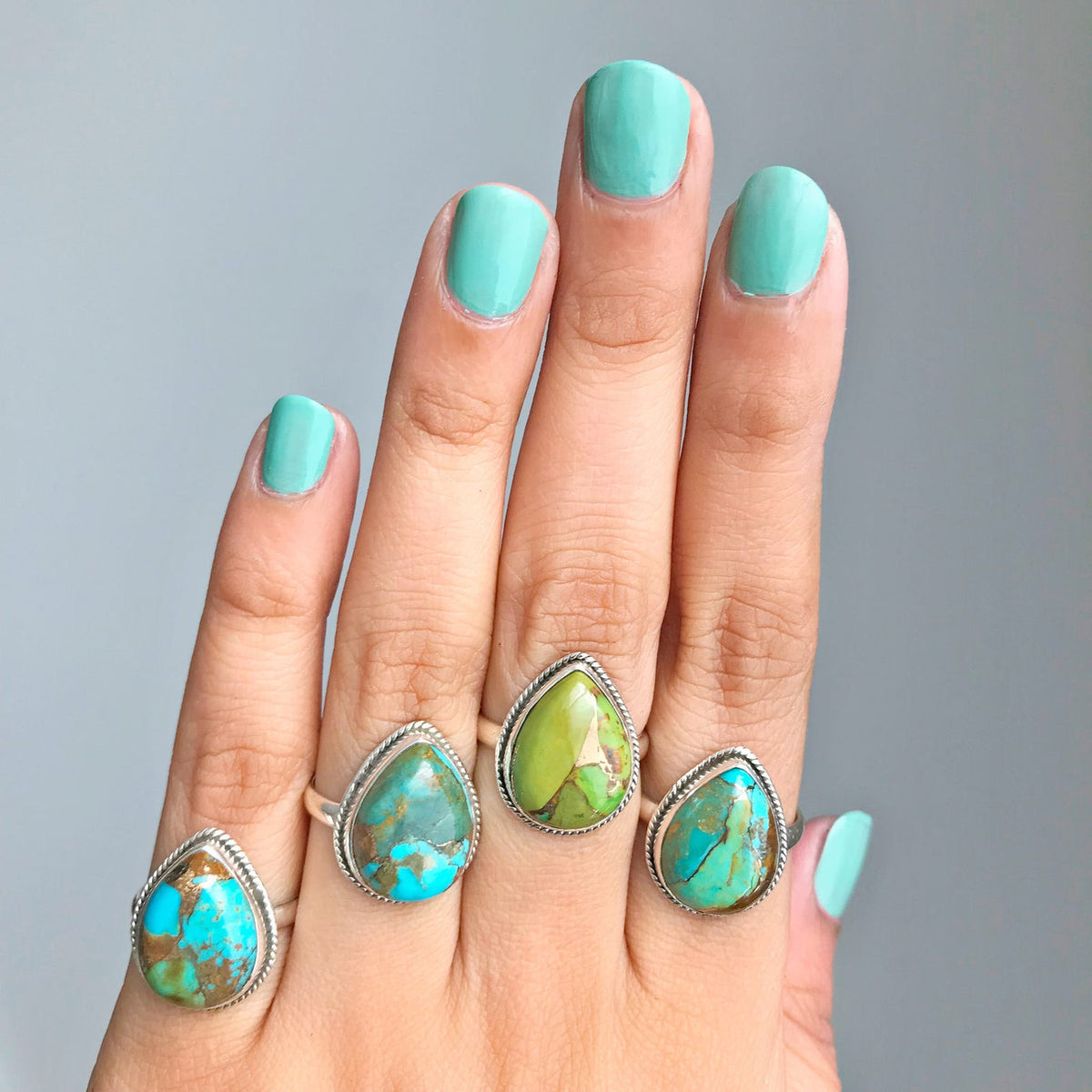 Turquoise Boho Ring, Boho Sterling Ring