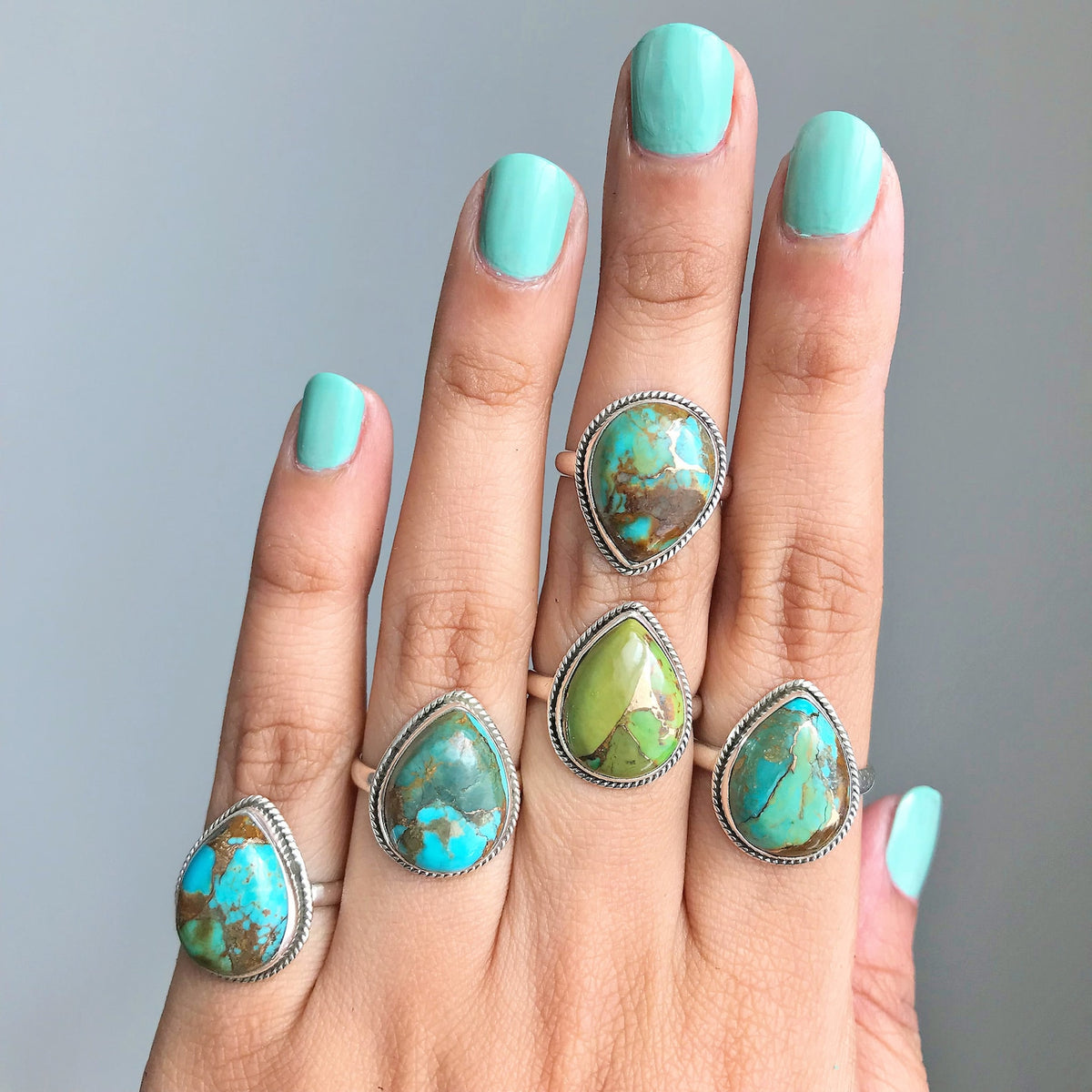 Turquoise Boho Ring, Boho Sterling Ring