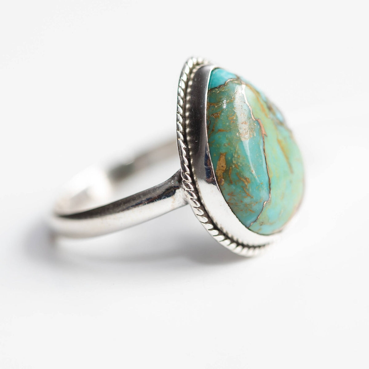 Turquoise Boho Ring, Boho Sterling Ring