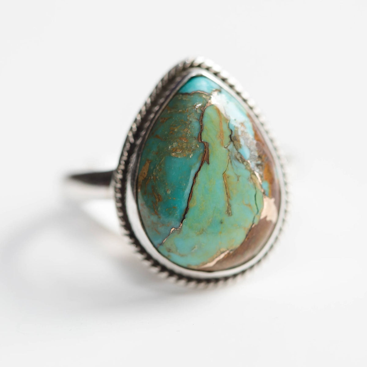 Turquoise Boho Ring, Boho Sterling Ring