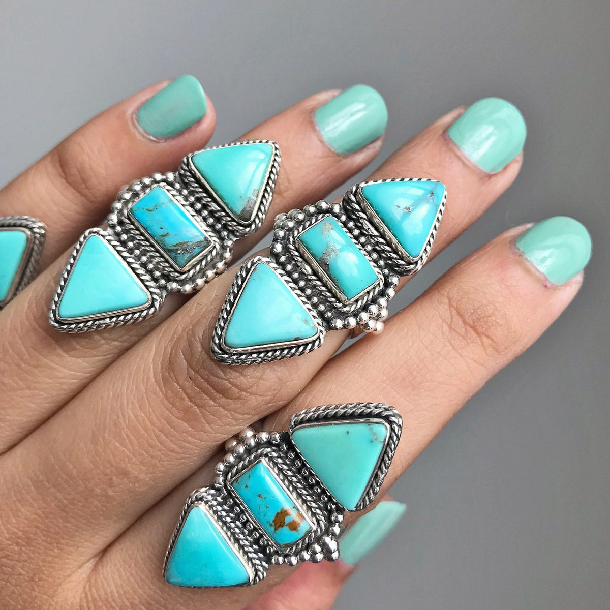 Turquoise Ring Sterling Silver, Sea Green Ring