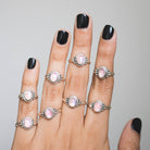 Oval Moonstone Ring, Pink Gemstone Ring, Delicate Rings