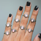 Oval Moonstone Ring, Pink Gemstone Ring, Delicate Rings