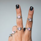 Oval Moonstone Ring, Pink Gemstone Ring, Delicate Rings
