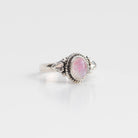 Oval Moonstone Ring, Pink Gemstone Ring, Delicate Rings