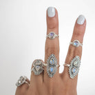 Round Moonstone Ring, Silver Stacking Ring