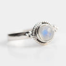Round Moonstone Ring, Silver Stacking Ring
