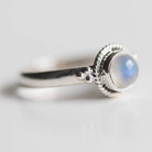 Round Moonstone Ring, Silver Stacking Ring