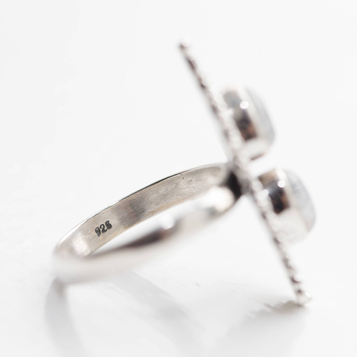 Two Moonstone Ring, Unique Silver Ring