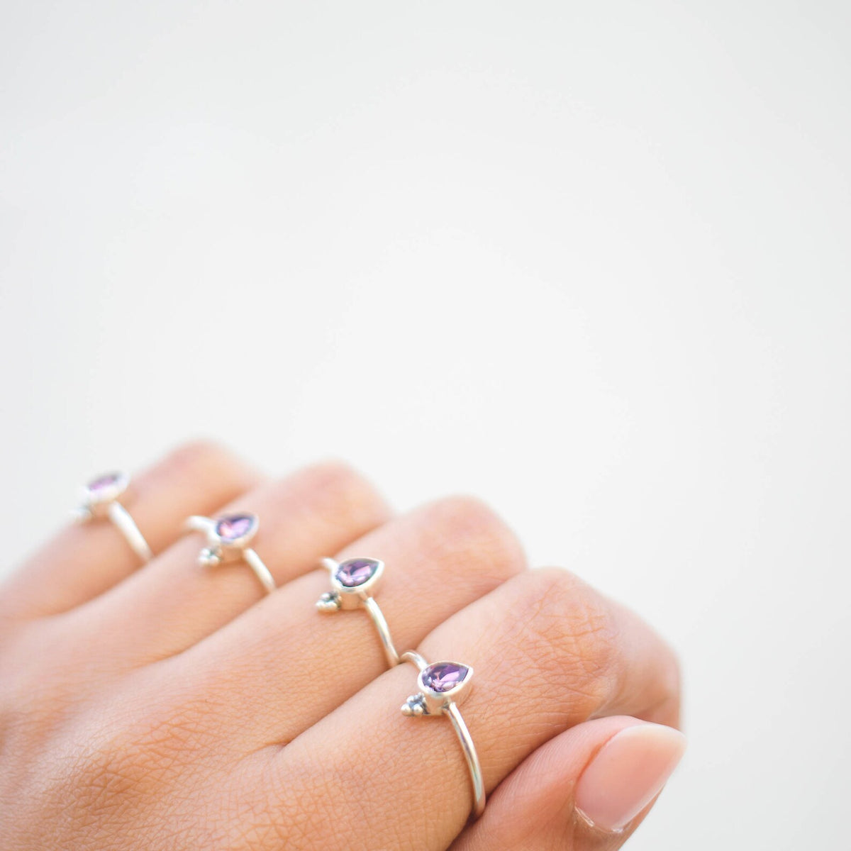 Lavender Crystal Ring, Pear Swarovski Ring